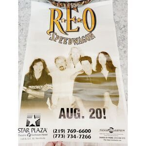 REO Speed Wagon Concert Poster Aug.‎ 20 Star Plaza Promo Poster Vintage 14 X 22